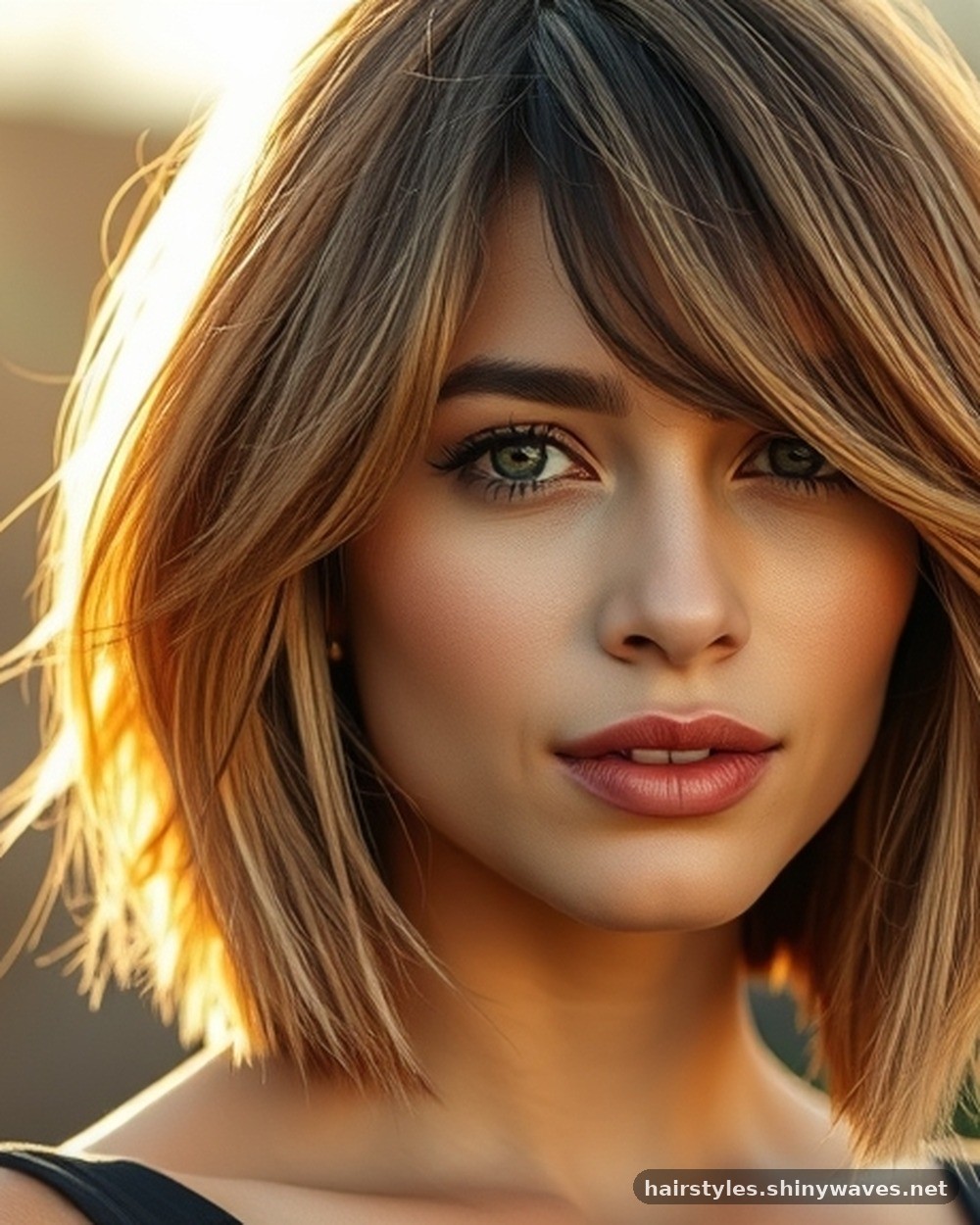 3. Honey Brown Lob with Face-Framing Highlights