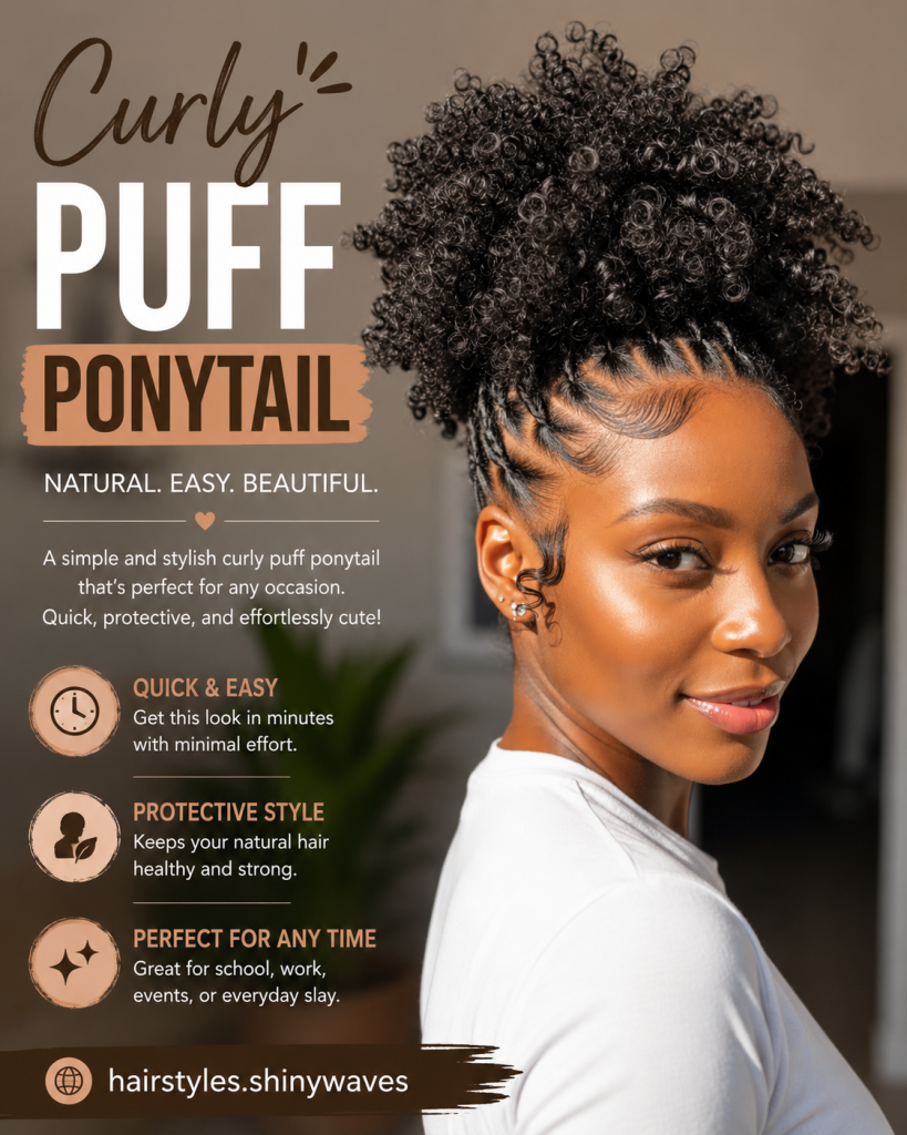 Curly puff ponytail tutorial