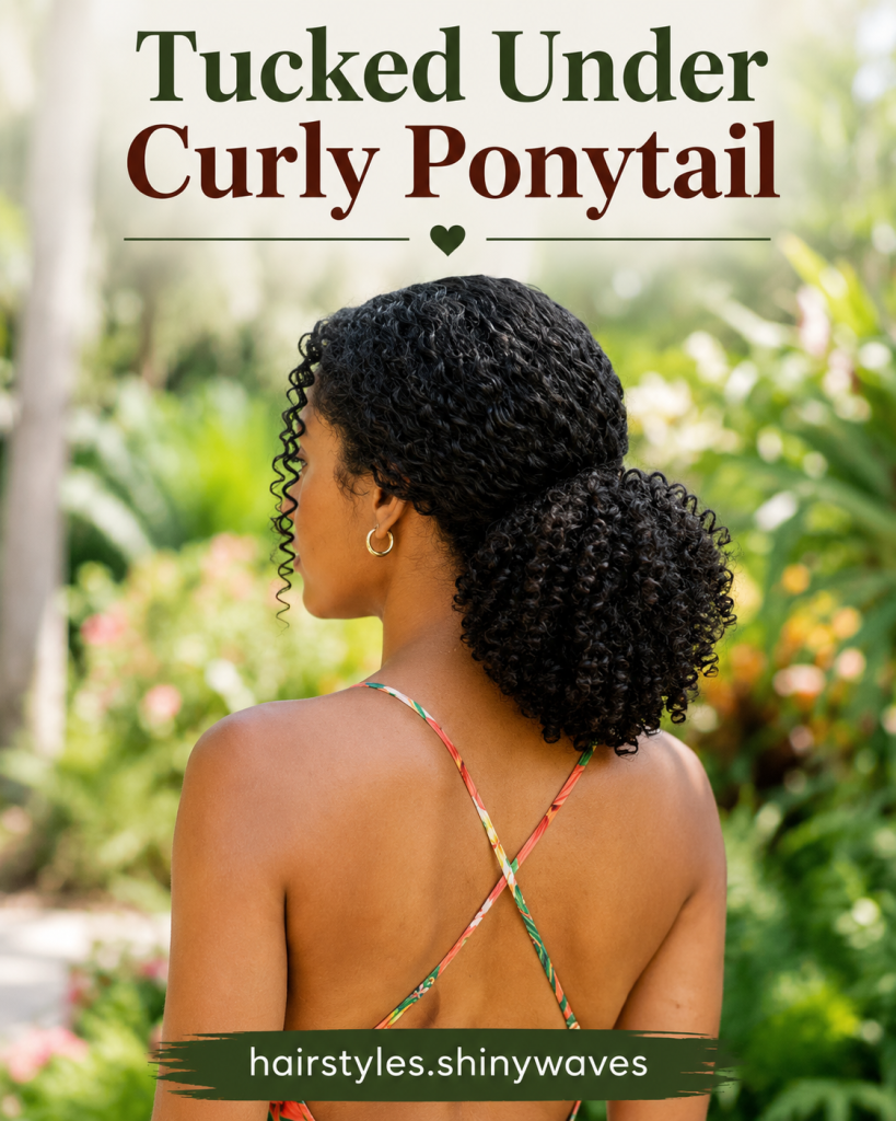 Tucked Under Curly Ponytail