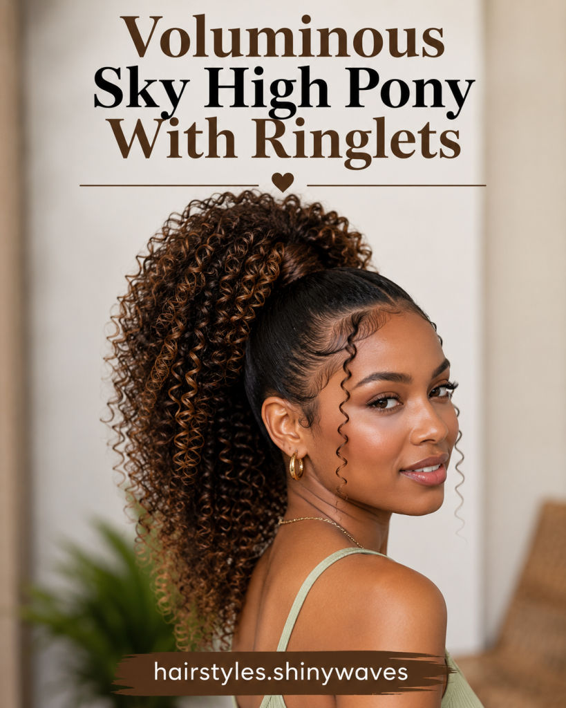 Voluminous Sky High Pony With Ringlets