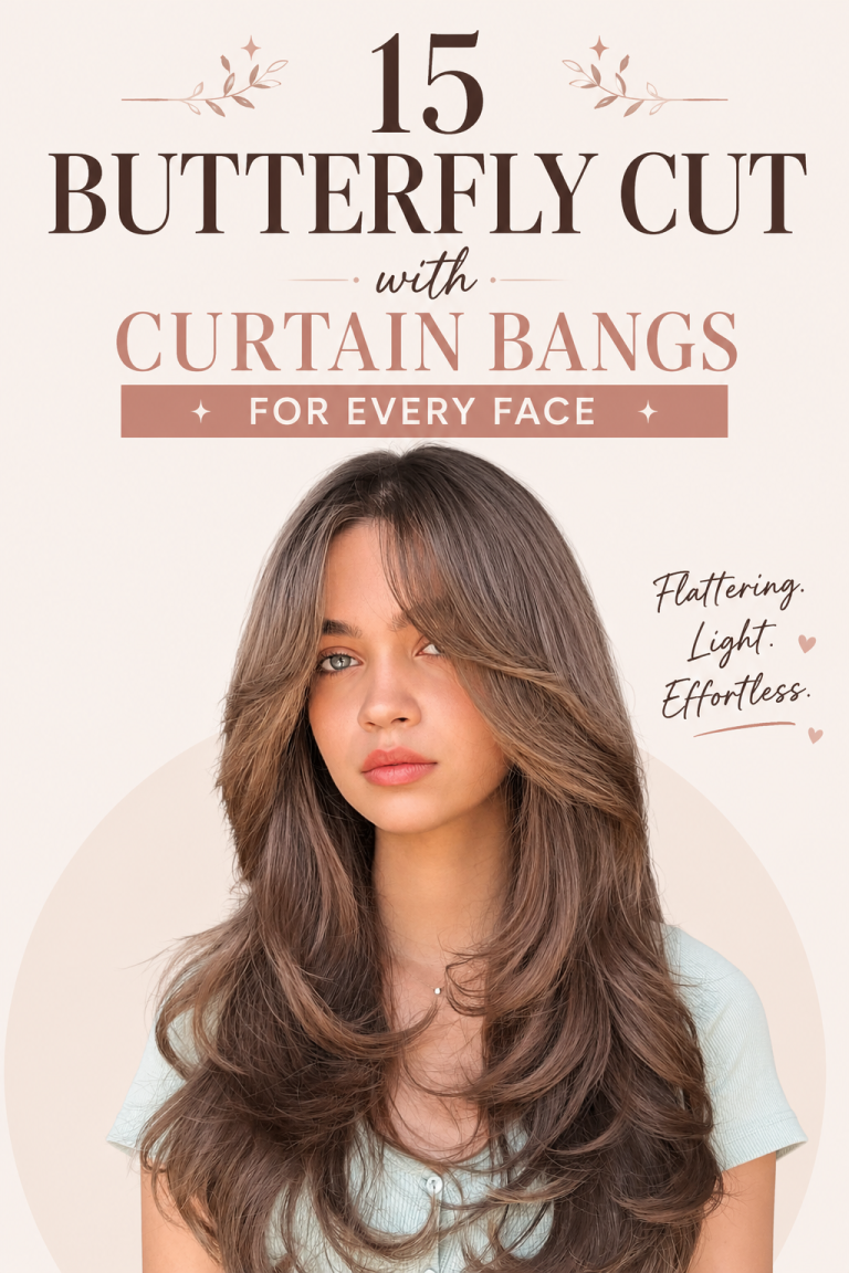 butterfly cut with curtain bangs